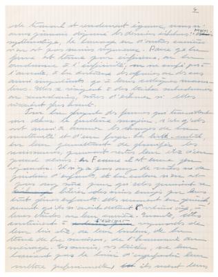 Lot #512 Simone de Beauvoir Handwritten Manuscript on Valentina Tereshkova and the Advancement of Women - Image 8