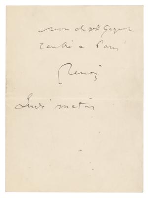 Lot #489 Pierre-Auguste Renoir Autograph Note