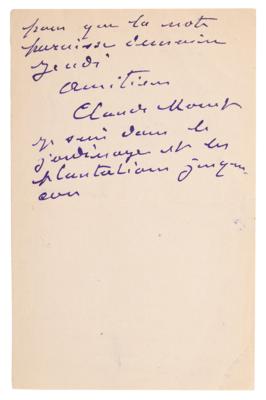 Lot #460 Claude Monet Autograph Letter Signed to a French Art Critic and Champion of the Impressionist Movement - Image 2