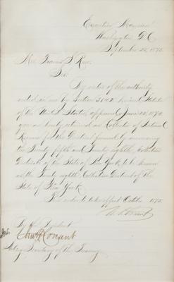Lot #16 U. S. Grant Letter Signed as President, Retaining a New York Tax Collector - Image 2