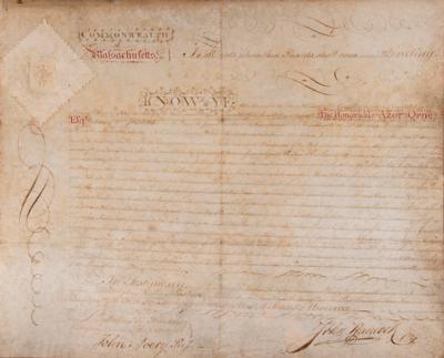 Lot #112 John Hancock Document Signed as Governor of Massachusetts During the Revolutionary War, Appointing a Commonwealth Militia Major General as a Justice of the Peace (1780) - Image 2