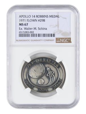 Lot #7158 Apollo 14 Flown Robbins Medallion - From the Personal Collection of Wally Schirra