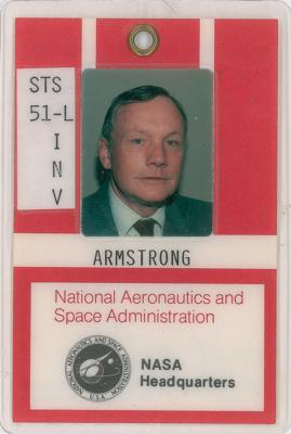 Lot #7306 Neil Armstrong's Signed Rogers Commission (Challenger Disaster Investigation) ID Badge