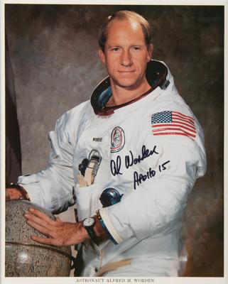 Lot #7170 Apollo 15 Display with Crew-Signed Cover and (2) Photographs Signed by Dave Scott and Al Worden - Image 2