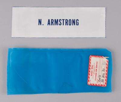 Lot #7098 Neil Armstrong Flight-Spare Name Tag with NASA Pouch