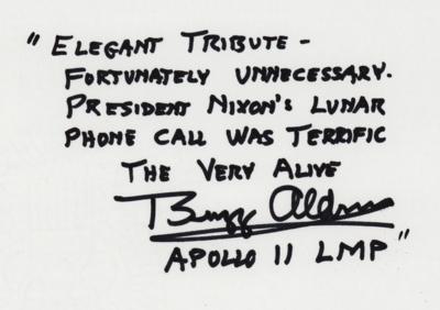 Lot #7089 Buzz Aldrin and William Safire Signed Apollo 11 'In Event of Moon Disaster' Souvenir Typescript Speech - Image 3