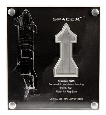 Lot #7367 SpaceX Flown Starship SN15 Aft Flap Skin