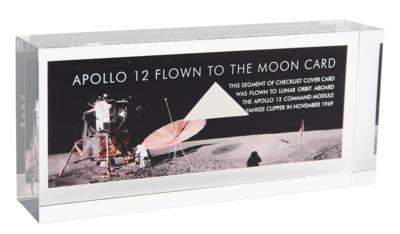 Lot #7118 Apollo 12 Checklist Cover Card Fragment (Attested as Flown)