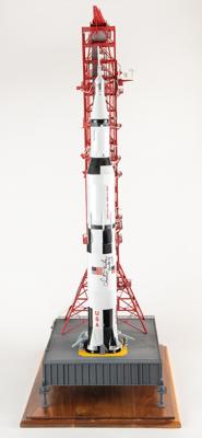 Lot #7198 Charlie Duke Signed 3-Foot-Tall Saturn V Rocket with Fixed Service Structure Model - Image 5