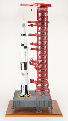 Lot #7198 Charlie Duke Signed 3-Foot-Tall Saturn V Rocket with Fixed Service Structure Model - Image 6