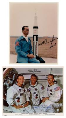 Lot #7055 Apollo 7: Wally Schirra and Walt Cunningham (2) Signed Photographs - Image 1