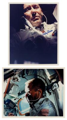 Lot #7056 Apollo 7: Wally Schirra and Walt Cunningham (2) Signed Photographs - Image 1