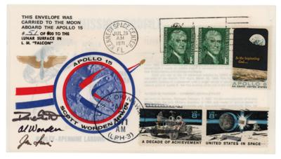 Lot #7176 Apollo 15 Lunar Surface-Flown Sieger Crew-Owned Cover - From the Collection of Dave Scott - Image 1