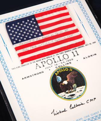 Lot #7095 Apollo 11 Flown American Flag - From the Personal Collection of Michael Collins - Image 1