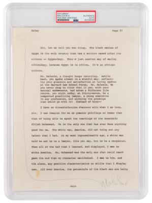 Lot #172 Malcolm X Signed Page for Alex Haley’s