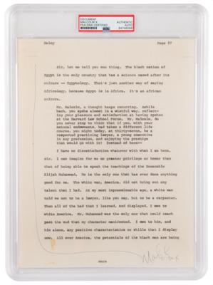 Lot #172 Malcolm X Signed Page for Alex Haley’s 1963 Playboy Interview - Discussing Elijah Muhammad and 'white America' - Image 1