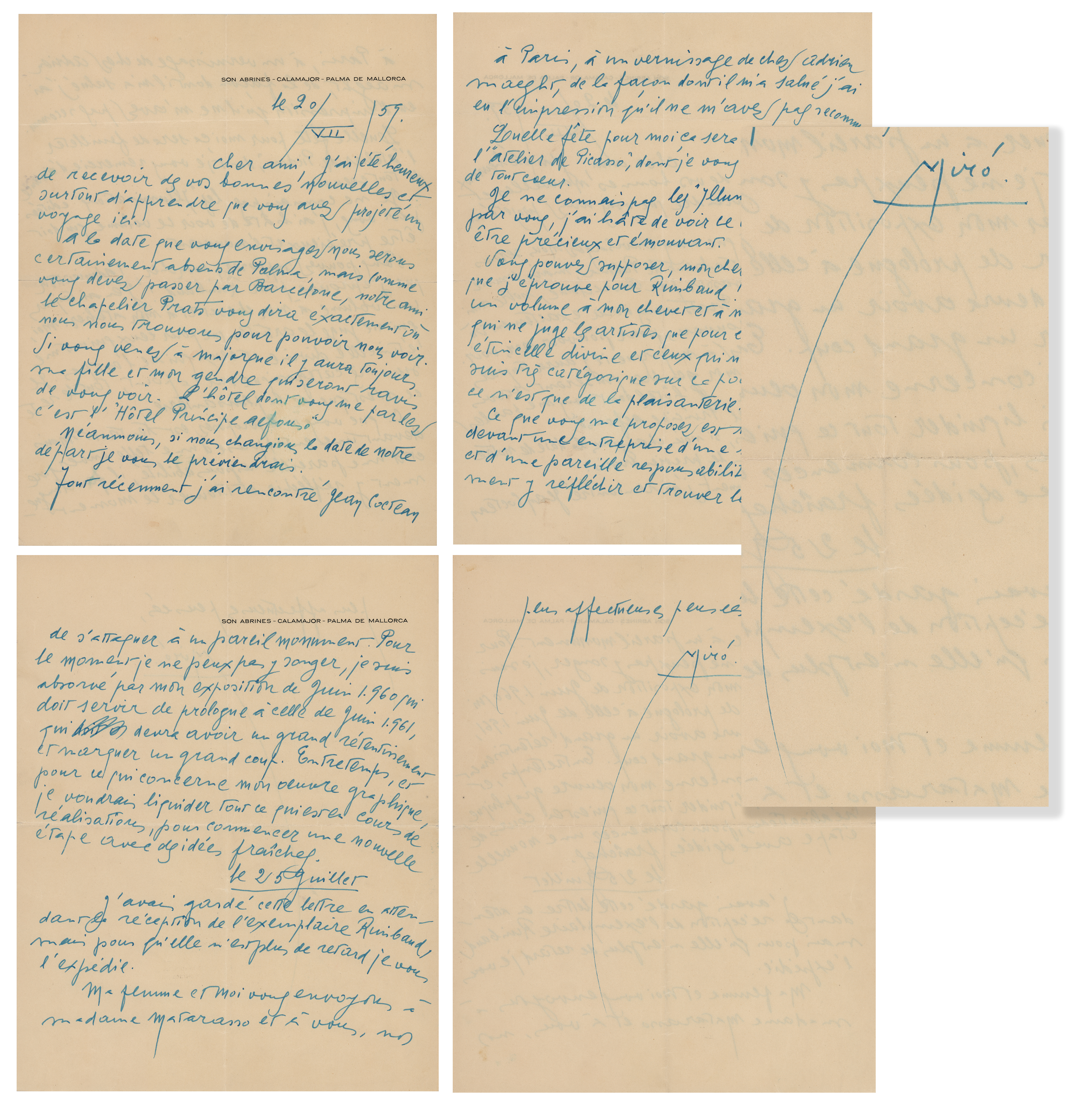 Lot #400 Joan Miro Autograph Letter Signed - Image 1