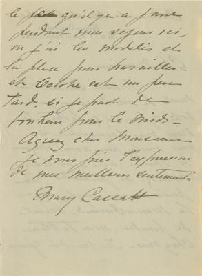 Lot #397 Mary Cassatt Autograph Letter Signed - Image 3