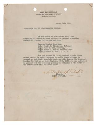 Lot #301 Douglas MacArthur Document Signed (1935) - Image 1