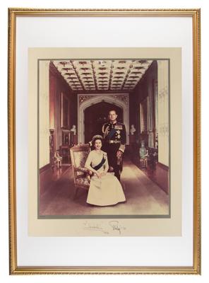 Lot #166 Queen Elizabeth II and Prince Philip Signed Oversized Photograph (1984) - Image 2