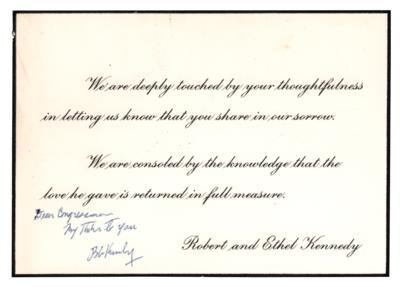 Lot #109 Robert F. Kennedy Autograph Note Signed on a John F. Kennedy Condolence Card - Image 1