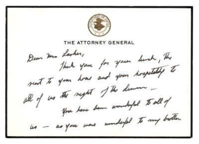 Lot #106 Robert F. Kennedy Autograph Letter Signed: "You have been wonderful to all of us — as you were wonderful to my brother" - Image 1