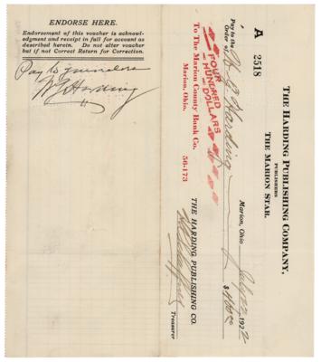 Lot #37 Warren G. Harding Document Signed as