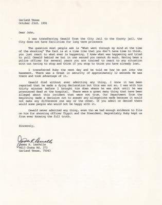 Lot #145 Kennedy Assassination: James Leavelle Typed Letter Signed - Image 1
