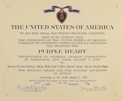 Lot #108 John F. Kennedy (4) Signed Letters to the Mother of Harold Marney, a Lost Crew Member of PT-109 - with a Purple Heart medal, photographs, and archival family documents - Image 18