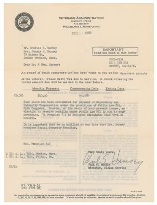 Lot #108 John F. Kennedy (4) Signed Letters to the Mother of Harold Marney, a Lost Crew Member of PT-109 - with a Purple Heart medal, photographs, and archival family documents - Image 29