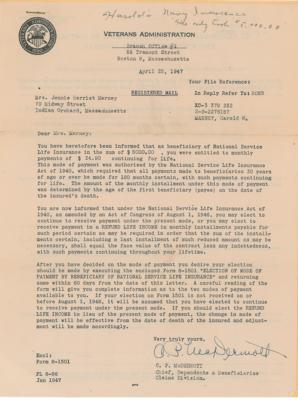 Lot #108 John F. Kennedy (4) Signed Letters to the Mother of Harold Marney, a Lost Crew Member of PT-109 - with a Purple Heart medal, photographs, and archival family documents - Image 30