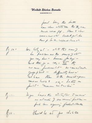 Lot #86 John F. Kennedy Handwritten Notes as Senator on Economy and Labor - Image 1
