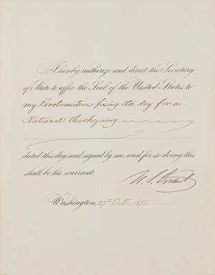 Lot #8 U. S. Grant Document Signed as President for "National Thanksgiving" - Image 1