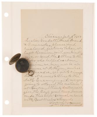 Lot #293 Civil War Collection of (39) Michigan State Reunion Badges and Ribbons with Handwritten Letter and Mourning Locket - Image 3