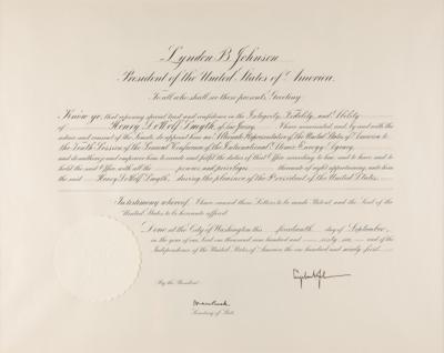 Lot #44 Lyndon B. Johnson Document Signed as President for International Atomic Energy Agency Representative - Image 1