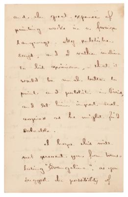 Lot #441 Henry Wadsworth Longfellow Autograph Letter Signed on Translation of His Poetry - Image 2