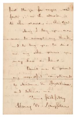 Lot #441 Henry Wadsworth Longfellow Autograph Letter Signed on Translation of His Poetry - Image 4