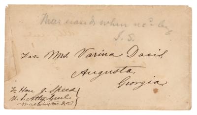 Lot #296 Jefferson Davis Hand-Addressed Cover to Wife as Prisoner of War - Image 1