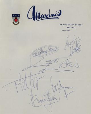 Lot #500 Rolling Stones Original Lineup Signatures on Rare Maxim's Letterhead - Obtained During Their First Tour of Ireland (July 31, 1964) - Image 1