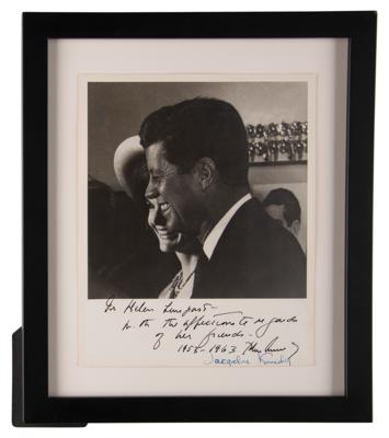 Lot #72 John and Jacqueline Kennedy Signed Photograph to Longtime Secretary Helen Lempart - Image 2