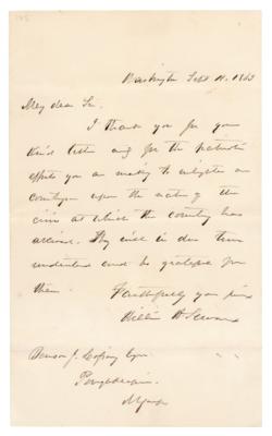 Lot #266 William Seward Autograph Letter Signed to Historian Benson Lossing on Civil War - Image 1