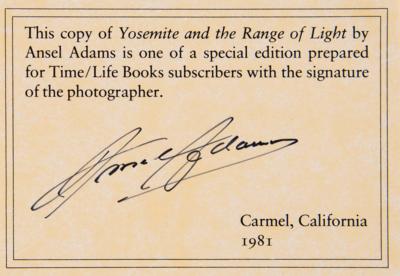 Lot #409 Ansel Adams Signed Book - Yosemite and the Range of Light - Image 2