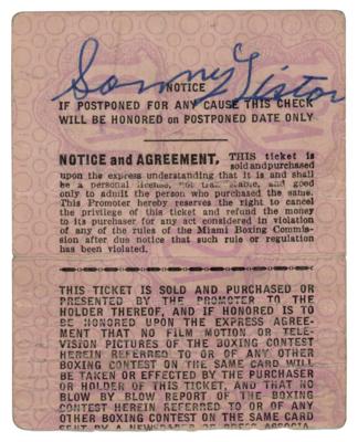 Lot #664 Sonny Liston Signed Ticket Stub for Patterson-Johansson Fight - Image 2