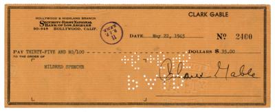 Lot #601 Clark Gable Signed Check