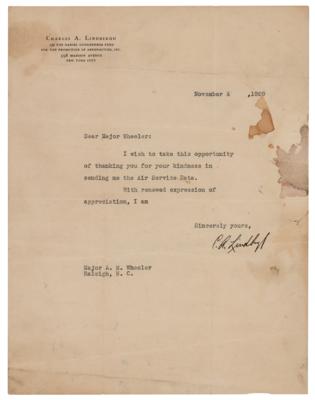 Lot #316 Charles Lindbergh Typed Letter Signed - Image 1