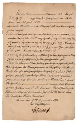 Lot #204 Otto von Bismarck Document Signed