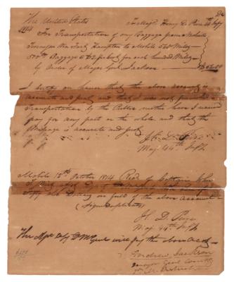 Lot #41 Andrew Jackson Signed Endorsement as Major General of the 7th Military District - Image 1