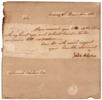 Lot #2 John Adams Letter Signed "with my blind eyes, and palsied hands" - Image 1