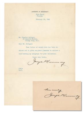 Lot #239 Joseph P. Kennedy (2) Signed Items - Typed Letter and Signature - Image 1