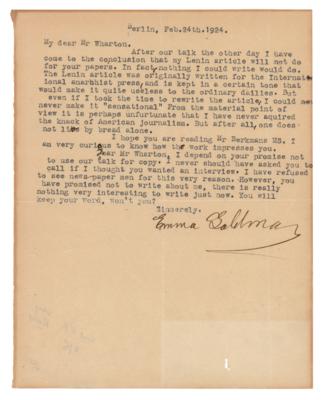 Lot #231 Emma Goldman Typed Letter Signed